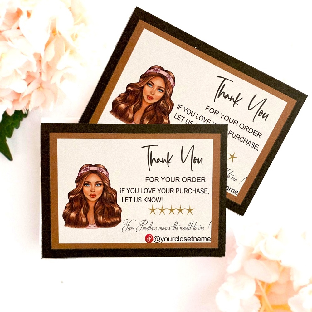 100 Thank you Insert Packaging poshmark TY Business cards